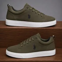 Men's Lacoste Leather Casual Flat Sneakers - Classic Black, White and Olive Colors Low-Top with White Sole for Casual Smart Everyday Wear - View 3