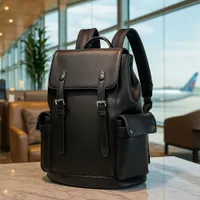 Premium Plain Black and Dark Grey Checkered Unisex Flap Backpack Bags - Elegant  Durable Rucksack for Daily Commute Travel - View 3
