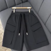 Men's Quality Light Grey Cargo Shorts with Drawstring Side Pockets - Comfortable  Versatile Streetwear Utility Shorts for Casual Summer Wear - View 2