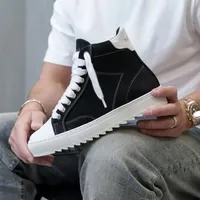 Trendy Numeris Atelier High-Top Sneakers Black and White with Chunky Serrated Sole and Wide Laces - View 2