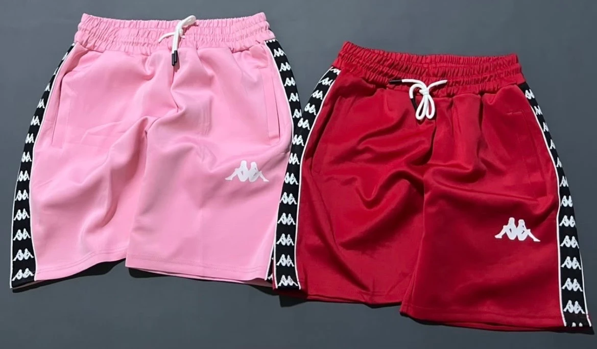 Unisex Kappa Side Stripe Athleisure Track Shorts - Comfortable & Stylish Pink and Red Options