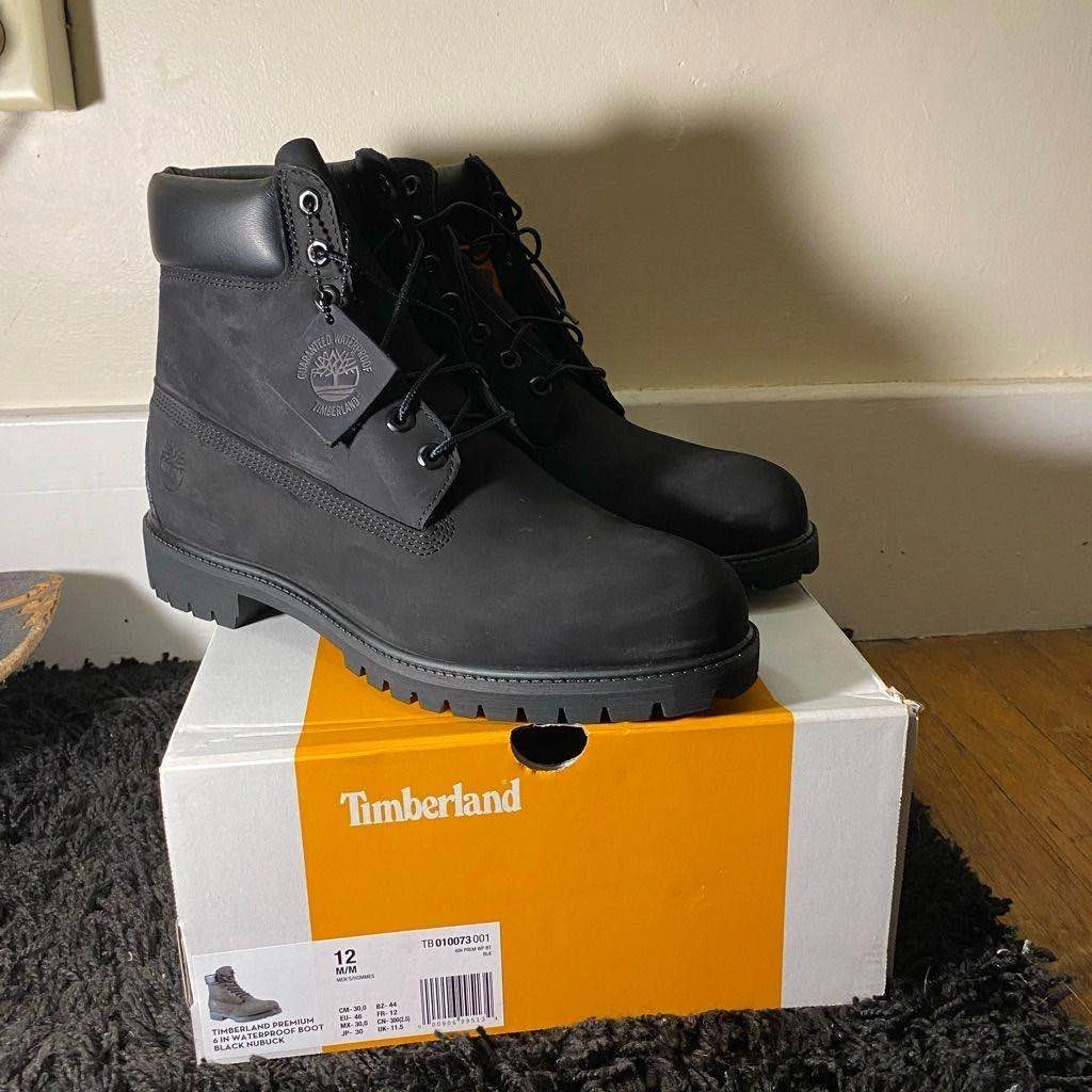 Men's Timberland Original Premium 6-Inch Black Nubuck Waterproof Boots - Iconic, and Durable Tim's Boot Footwear - Main View