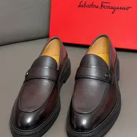 Men's Salvatore Ferragamo Luxury Leather Penny Loafers - Classic Textured Slip-On Dress Shoes in Black & Brown - View 2