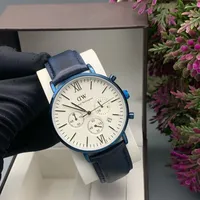 Daniel Wellington Men's Classic Chronograph Watch - Silver Case, White Dial  with Genuine Leather Strap Timepiece for Men - View 2