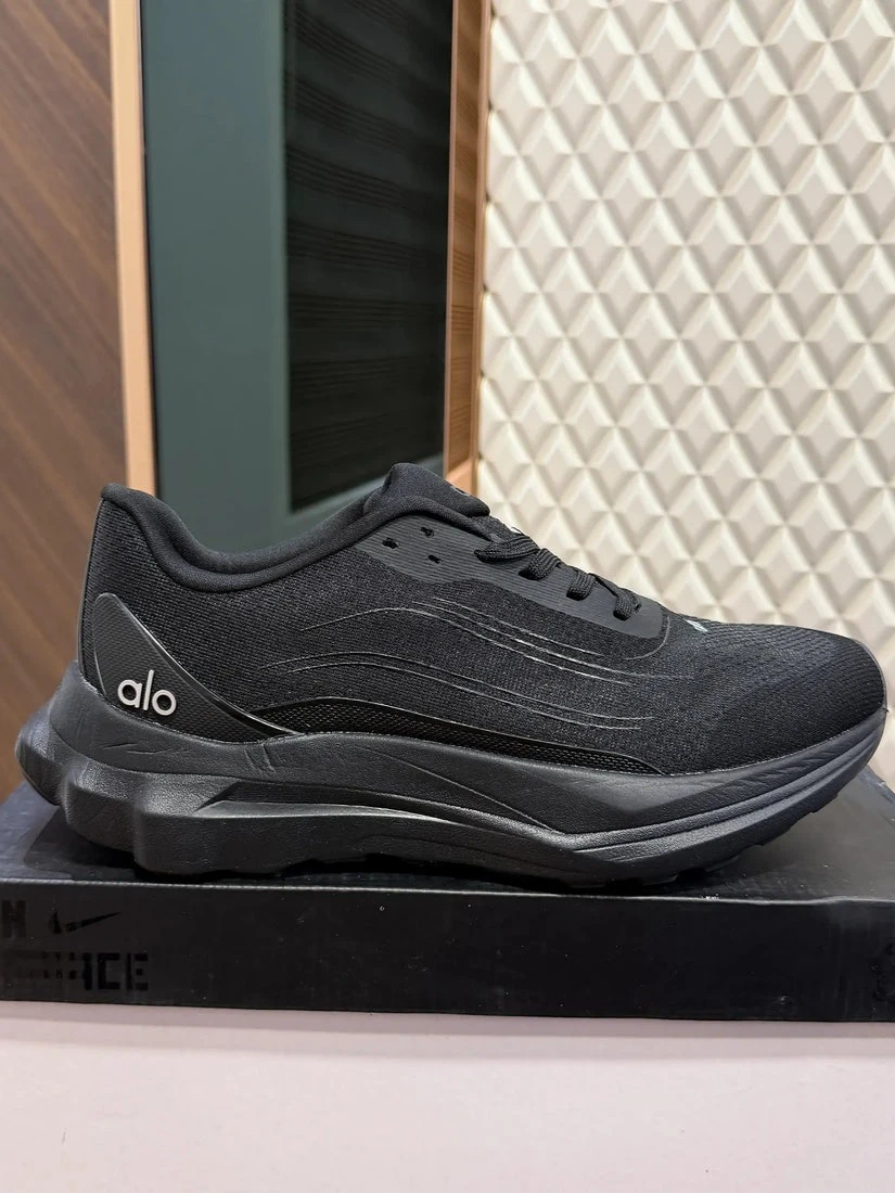 Alo All-Black Stealth Performance Running  Training Sneakers for Unisex – Lightweight and Comfortable Cushioned Athletic Shoes