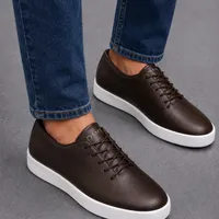 Men's Premium Brown Leather Smart Casual Sneakers with White Sole - Sleek Modern for office and semi official events - View 3