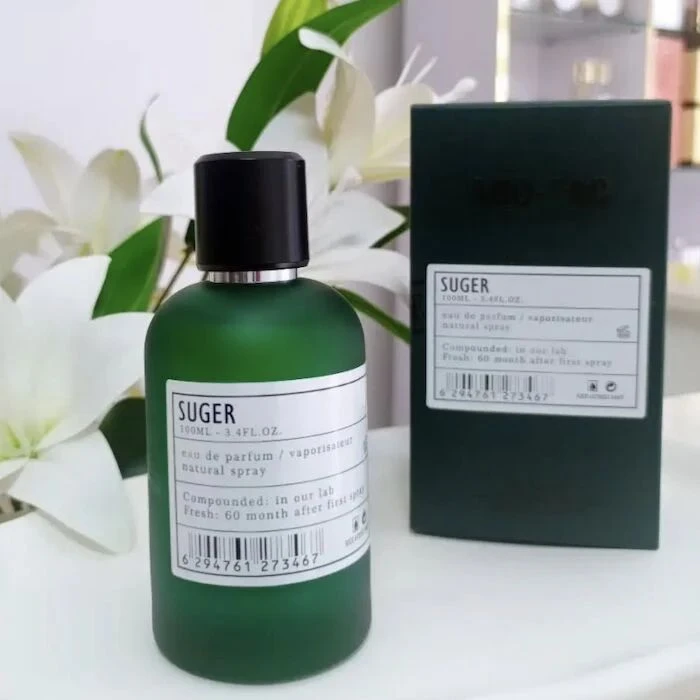 SUGER 100ML Unisex Eau de Parfum Natural Spray - Elegant Frosted Green Bottle with Lasting Freshness - Main View