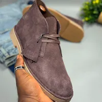 Clarks Men's Premium Suede Desert Boots Chukka Casual Lace-Up Shoes - Stylish  Comfortable Dark Brown Footwear for Everyday Wear - View 3