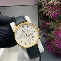 Daniel Wellington Men's Classic Gold-Tone Chronograph Watch with White Dial  Black Leather Strap - Premium Timepiece for Men - View 1