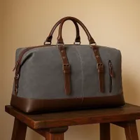 High Quality Vintage-Inspired Canvas and Leather Duffle Bag - Stylish Weekender Travel Bag for Men  Women - View 1