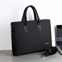 Men's Elegant Brown and Black Faux Leather Briefcase - Stylish Business and Laptop Bag with Detachable Shoulder Strap for Laptops  Documents - View 3