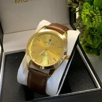 Men's Elegant Movado Datron Quartz Watch with Silver Dial & Premium Brown Leather Strap | Classic Timepiece - View 3