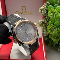 Quality Men's Omega Seamaster Co-Axial Chronometer Wrist Watch with Striking Blue Dial and Durable Black Rubber Strap - View 3