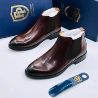 Men's Frank Perry Premium Brown Leather Long Cow Boy Chelsea Boots - Elegant Slip-On Ankle Boots for Formal and Casual Wear - View 1
