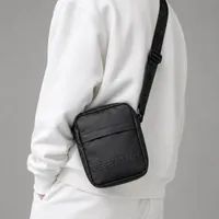ESSENTIALS Unisex Trendy Crossbody Shoulder Bag - Stylish Minimalist Black & Beige Messenger for Everyday - View 3