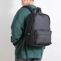 Essentials Plain Minimalist Black and Khaki Everyday Backpack Bag - Canvas Durable School Bag - View 3