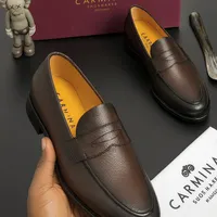 Men's Premium Black and Brown Leather Penny Loafers – Classic Slip-On Dress Shoes for Formal  Smart Casual Style - View 3