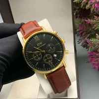 Daniel Wellington Men's Classic Gold Chronograph Watch with Black Dial & Rich Brown Leather Strap - Premium & Timeless Design for Modern Gentlemen - View 1