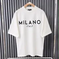 Quality 350g Chic Milano Italy Graphic Print Unisex White Casual T-Shirt - Premium Cotton Street Style Tee for Men  Women - View 1