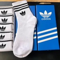Adidas Originals Cotton Trefoil Classic White and Black Stripe Crew Socks 5 Set Pack for Everyday Wear - View 1