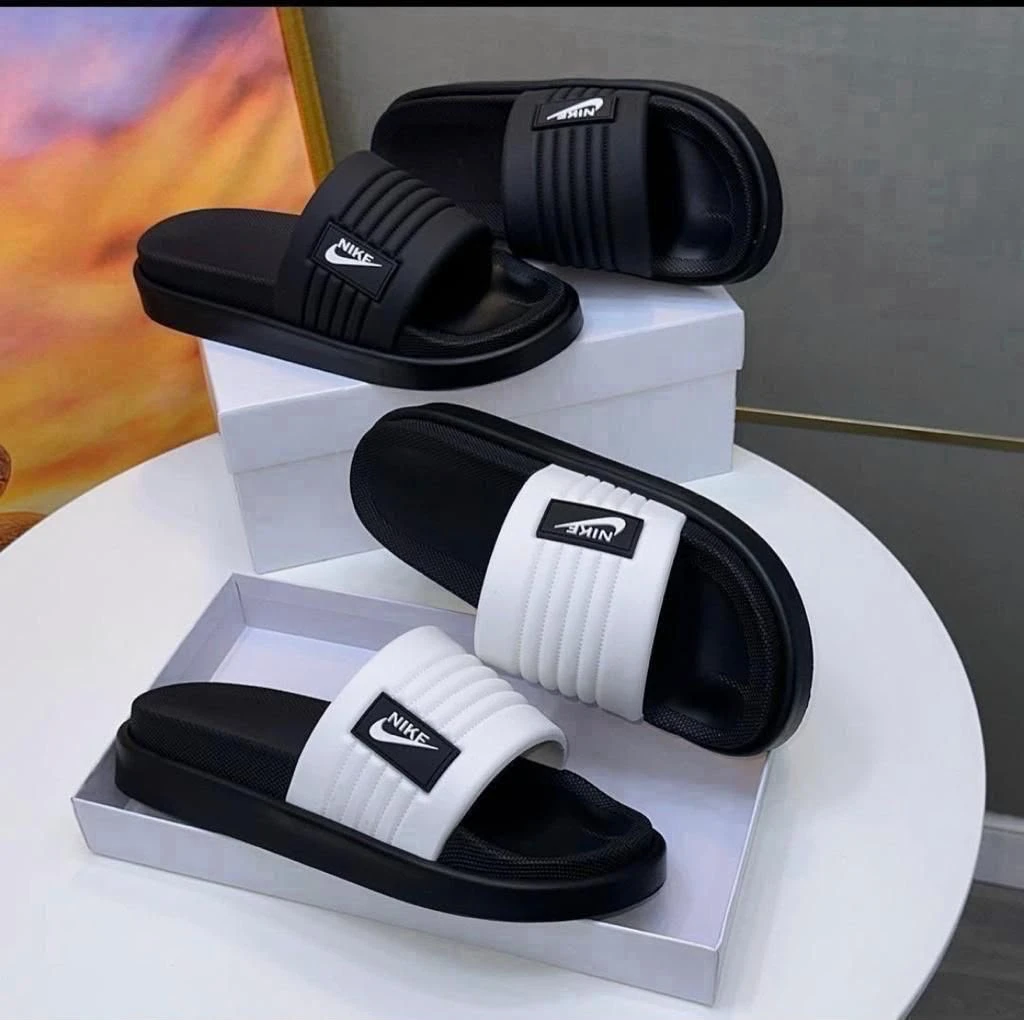 Nike Black and White Comfort Slides - Sporty Slip-On Sandals for Men and Women  Everyday Casual Footwear