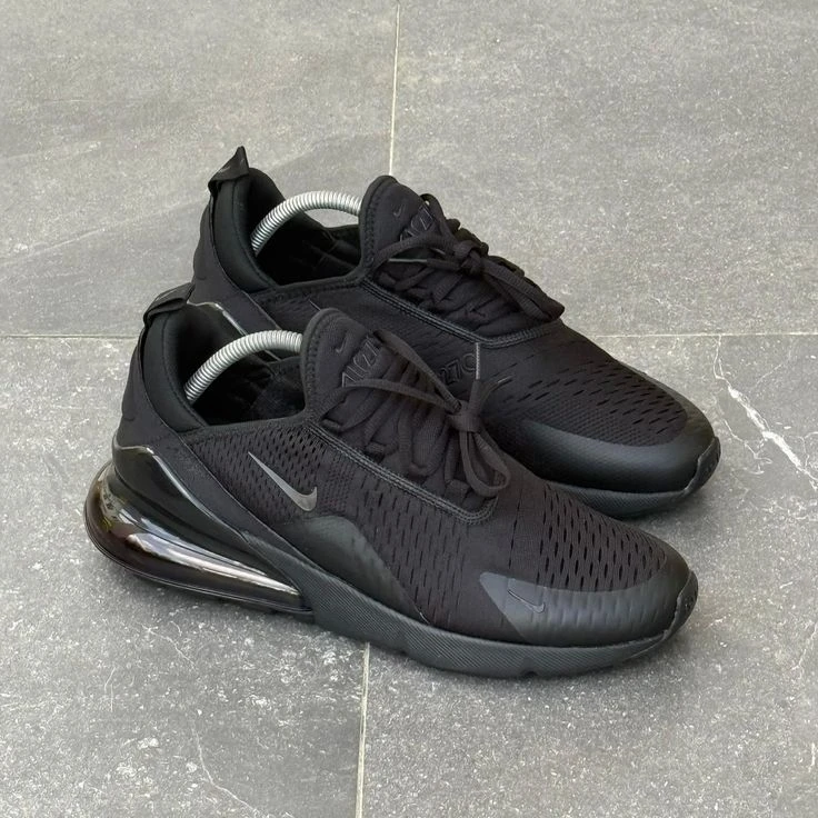 Nike Air Max 270 Triple Black Sneakers – Iconic Comfort Style for Everyday Wear  Running Trainer Performance Shoe Breathable Mesh with Responsive Air Cushioning