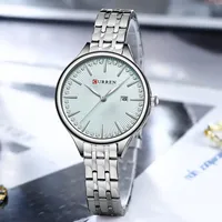 Elegant Women's CURREN 9099 Silver Stainless Steel Quartz Watch with Shimmering Crystal Markers  Date - View 2