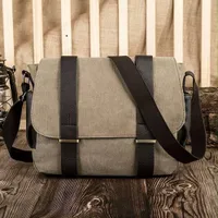 Quality Canvas Shoulder Side Messenger Bag with Brown Faux Leather Straps - Durable Shoulder Crossbody for Laptop, School, Work  Travel - View 4