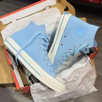Converse Chuck Taylor All Star High-Top Sneakers - Classic Sky Blue and Mustard Yellow Demin Canvas Shoes for Men and Women - View 3