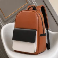 Women's Chic Tan Brown & Black White Color-Block Faux Leather Backpack - Stylish Everyday Carry Bag for School, Work, Travel & Daily Adventures with Padded Straps - View 1