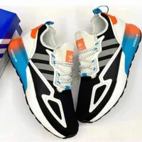 Adidas ZX Series Gradient Sole Unisex Sport Running Sneakers Shoe- Vibrant White, Pink  Blue Athletic Shoes for Men and Women - View 2