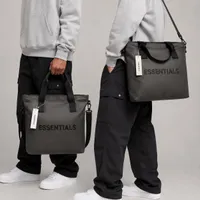 Essentials Unisex Dark Grey Water-Resistant Tote Bag and Modern Streetwear Carryall with Detachable Shoulder Strap Laptop Bag - View 3