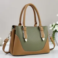 Women's Elegant Two-Tone Faux Leather Top Handle & Shoulder Handbag - Stylish White & Tan Everyday Tote Bag for Work & Casual Wear - View 5