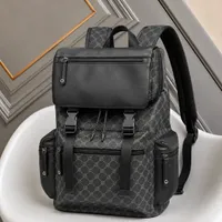 Premium Monogram Print Backpack - Stylish Black  Grey Travel  Daily Commute Bag with Multiple Pockets for Work, School  Fashionable Urban Adventures - View 1