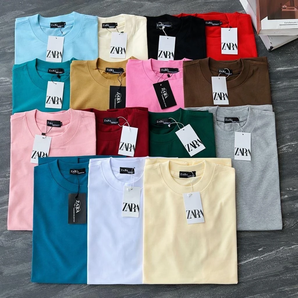 ZARA Unisex Plain Basic Round Neck T-Shirt Collection - Soft Cotton Solid Color Everyday Essential Tees for Men & Women