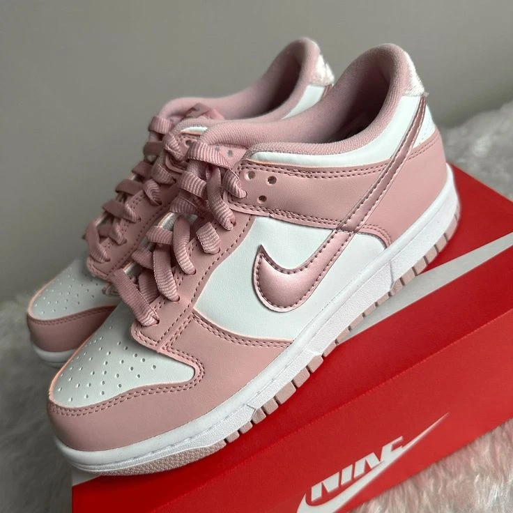 Women's Nike Dunk Low Pink White Casual Sneakers - Iconic Low-Top Trainers for Effortless Style & Comfort