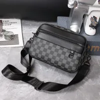 Men's Stylish Grey & Black Checkered Crossbody Bag - Premium PU Leather Messenger Pouch for Daily Commute & Urban Fashion - View 1