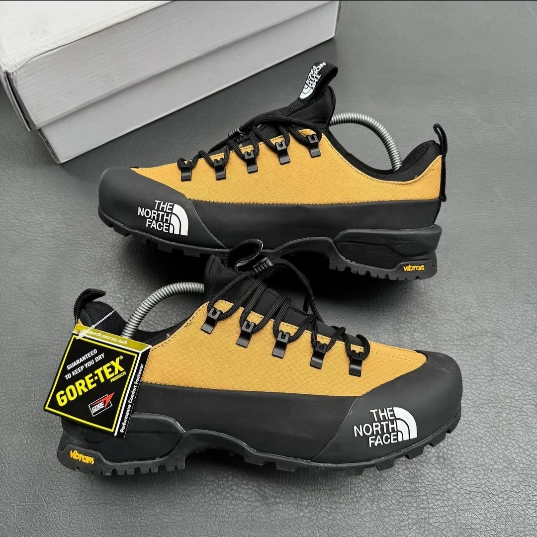 The North Face Unisex Gore-Tex Hiking Trail Shoes - Khaki Waterproof Outdoor Adventure Sneakers with Vibram Sole for All Terrains