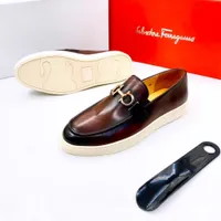 Men's Salvatore Ferragamo Gradient Brown Leather Loafers with Gancini Buckle & Modern Platform Sole - Luxury Slip-On Shoes - View 2