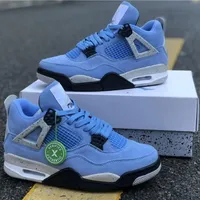 Jordan 4 Retro University Blue Sneakers - Premium Suede Casual Trainers for Men and Women with Iconic Style and Air Cushion Comfort - View 1