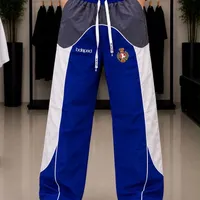 Men’s Balaped Black White Relaxed Fit Drawstring Track Pants with Crest Logo - Stylish Streetwear Joggers for Comfort - View 2