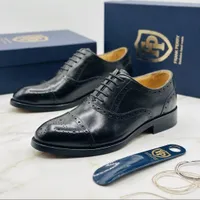 Men's Frank Perry Black Leather Oxford Brogue Dress Shoes - Classic Cap-Toe Formal shoe - View 3