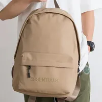 Essentials Plain Minimalist Black and Khaki Everyday Backpack Bag - Canvas Durable School Bag - View 1