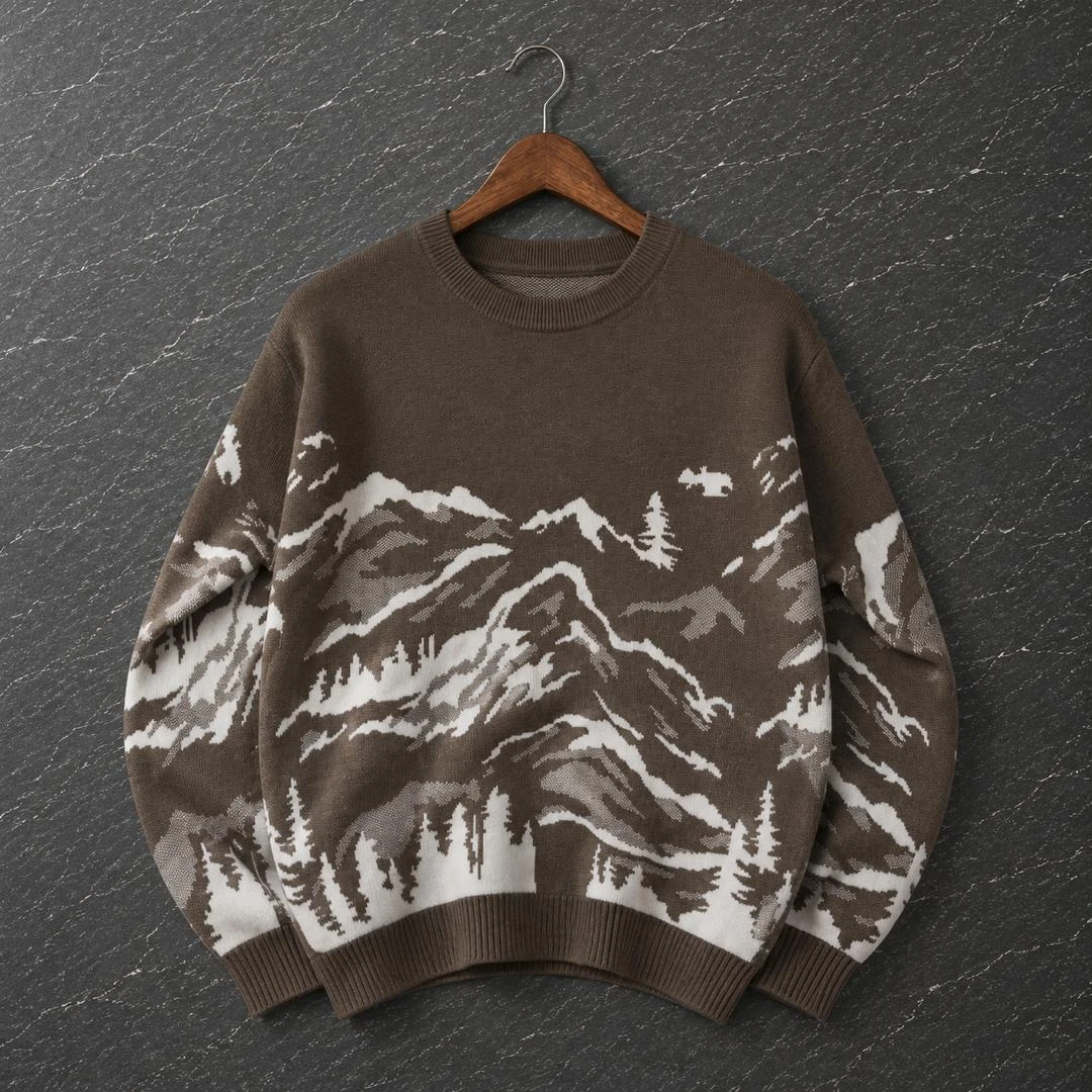 Unisex Chic Woolen Crew Neck Knit Sweater - Modern Casual Pullover Top for Everyday Style