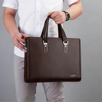 Men's Premium Black and Brown Business Briefcase – Sleek Faux Leather Laptop Bag with Professional Tan Accents  Durable Design for the Modern Executive - View 2
