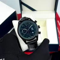 Men's TAG Heuer Carrera Calibre 1887 Chronograph Watch - Polished Stainless Steel Case, Black Dial  Premium Alligator Leather Strap - View 2