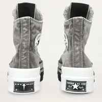 Converse x DRKSTAR Rick Owens Grey Distressed Canvas Platform High-Top Sneakers - Chunky Sole Streetwear Kicks - View 2