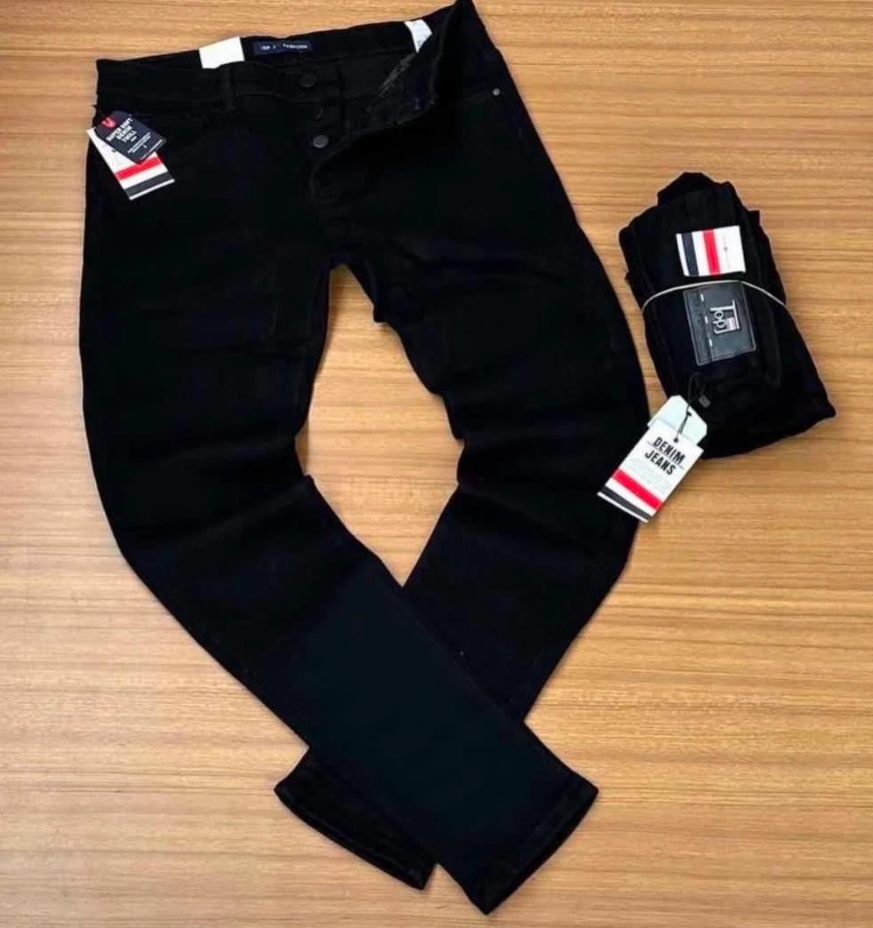 Men's Classic Black Denim Jeans Trousers - Slim Fit Stretch Trousers for Everyday Comfort  Style