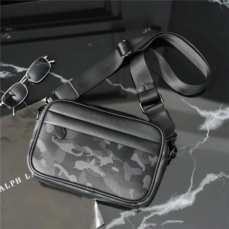 Men's Modern Black Camouflage Crossbody Messenger Bag - Stylish Urban Shoulder Pack for Daily Essentials & Travel