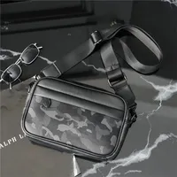 Men's Modern Black Camouflage Crossbody Messenger Bag - Stylish Urban Shoulder Pack for Daily Essentials & Travel - View 1